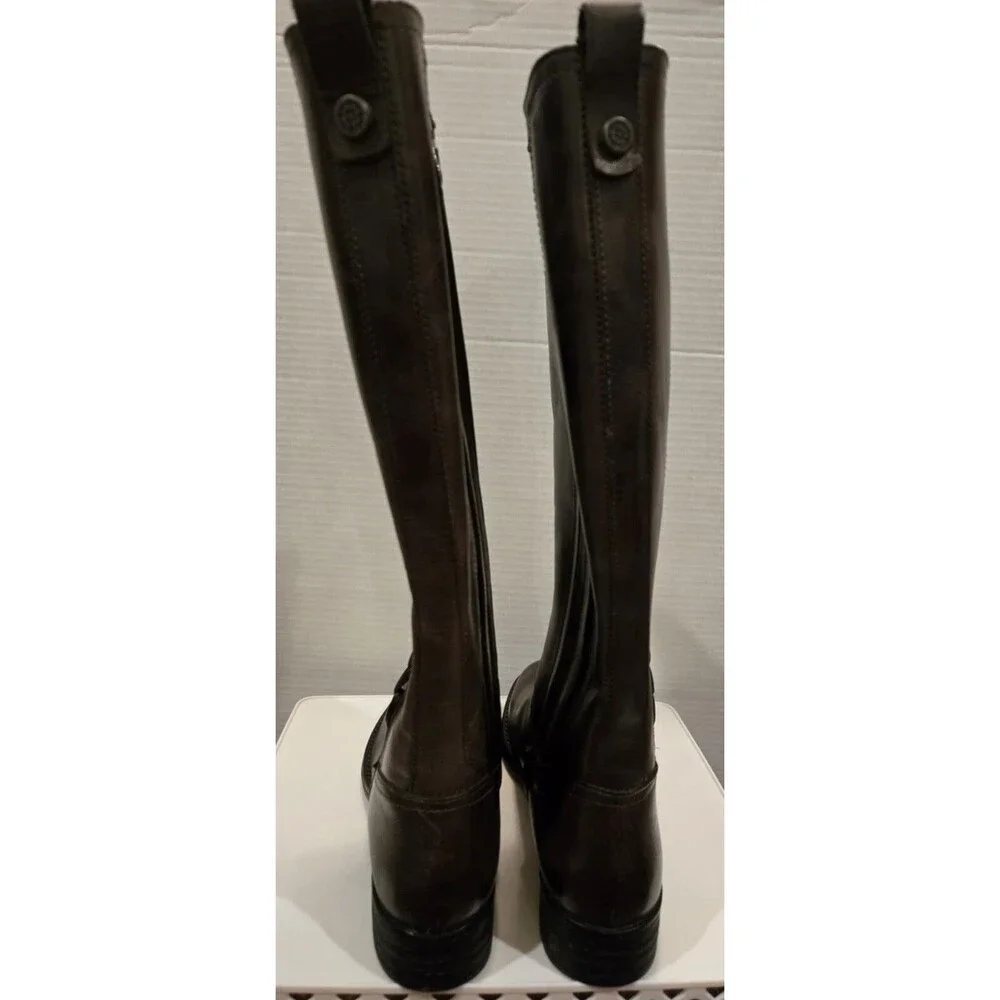 Bussola Trista Womens Size 38 Brown Vintage Calf Leather Tall Boots Zipped